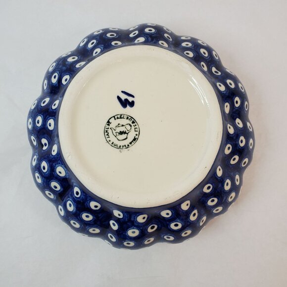 Vtg Janusz Jakubowski Hand-Painted Polish Pottery Small Bowl Blueberry & Pumpkin - Picture 4 of 8